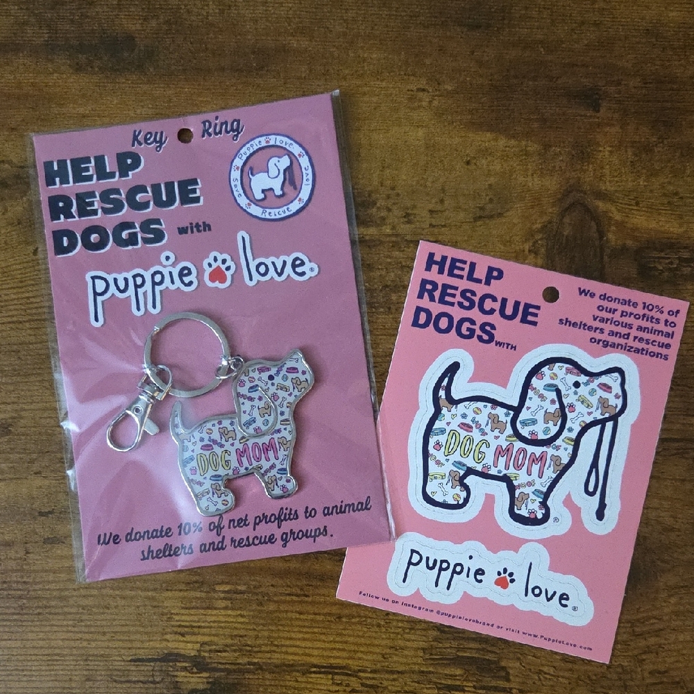 Puppie Love Dog Mom Keychain And Sticker